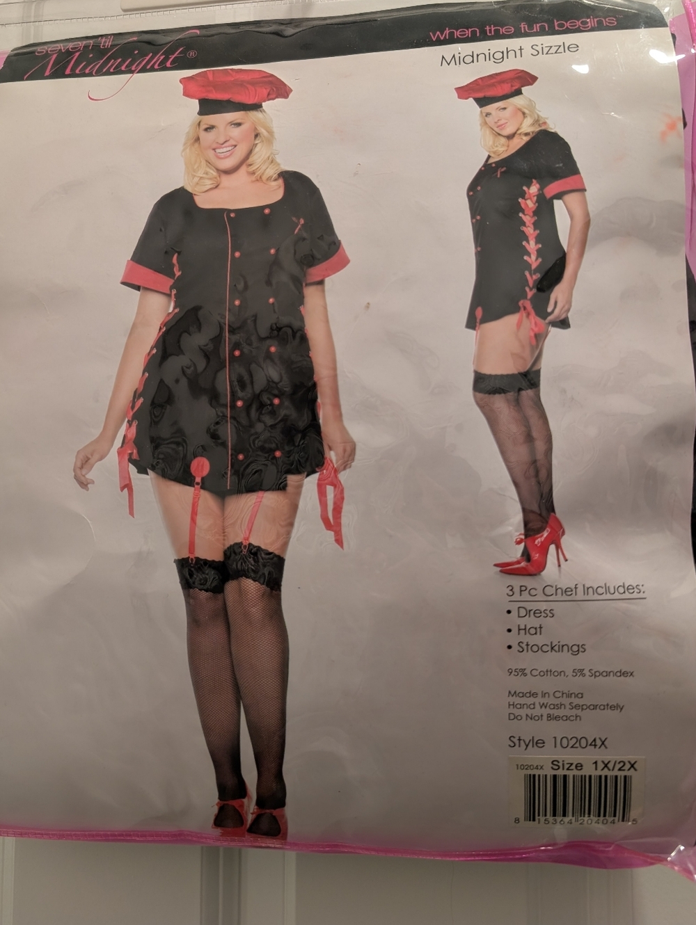 Midnight Sizzle 3PC chef costume Size 1X/2X